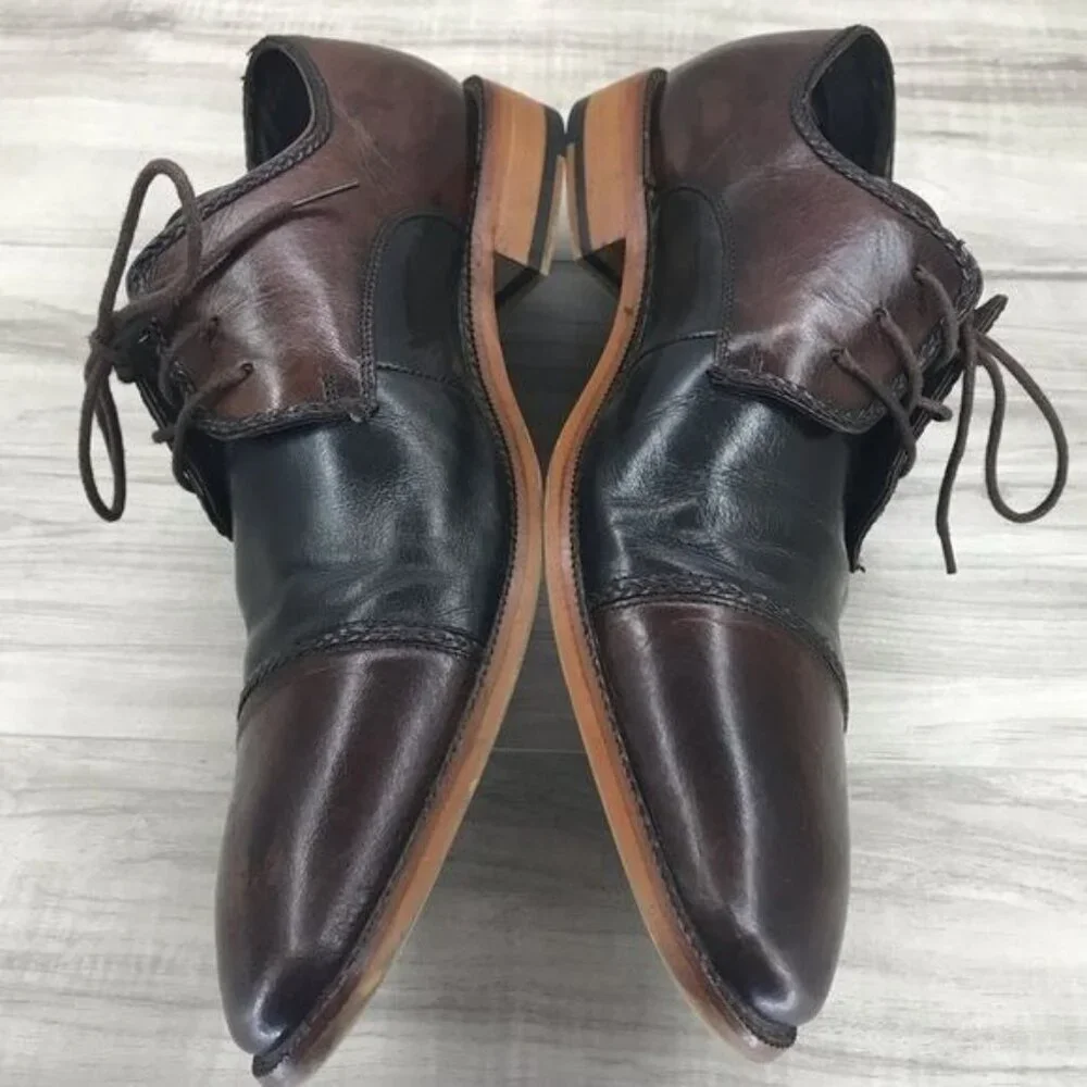 Stacy Adams Shoes Men's 11 Brown Black Leather Dress Derby Oxford Lace Up